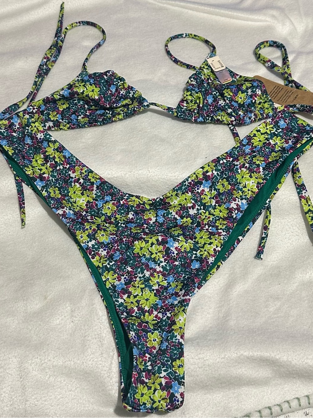 NWT Etam Salinas Flower Love Floral Triangle Bikini Set XS FR 36